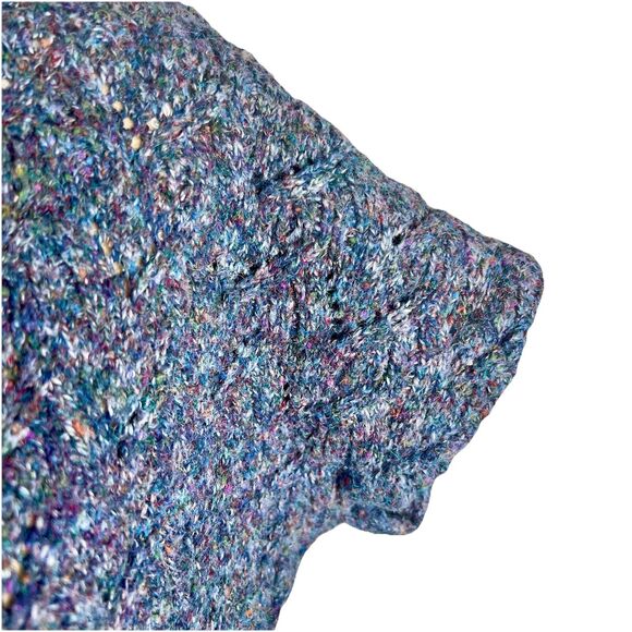 Coldwater Creek Knit Top Sz S (6-8) Blue Redish Cap Sleeves Open Knit Scoop Neck - Picture 4 of 9